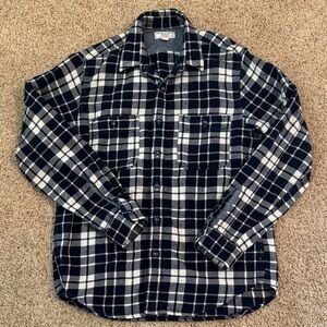 Classic Navy and White Plaid Button-Down Shirt